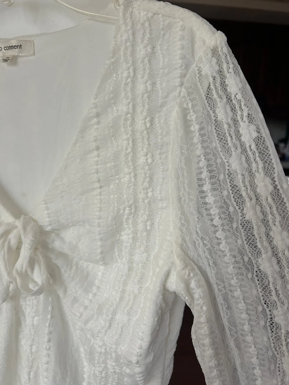 no comment || Women’s White Tie-Front Long Sleeve Top - Picture 8 of 8